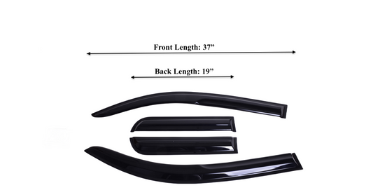 4-Piece Tape-On Window Deflectors for Toyota Tacoma Access Cab 2005-2015 Sun, Rain, and Vent Visor Protection, 2mm-thick