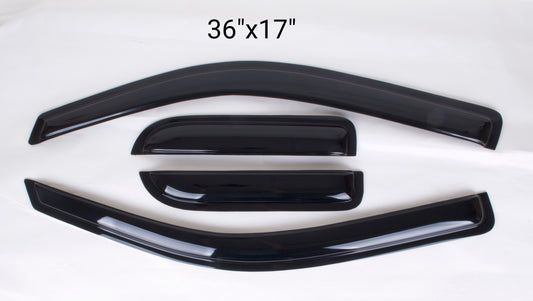 4-Piece Tape-On Window Deflectors for Ford F-150 Super Cab 2004-2014 Sun, Rain, and Vent Visor Protection, 2mm-thick