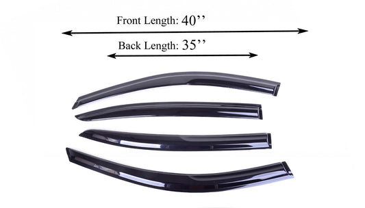 4-Piece Tape-On Window Deflectors for Honda Accord 2008-2012 Sun, Rain, and Vent Visor Protection, 2mm-thick