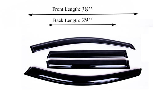 4-Piece Tape-On Window Deflectors for Chevrolet Traverse 2009-2017 Sun, Rain, and Vent Visor Protection, 2mm-thick