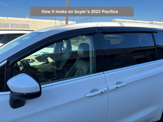 4-Piece Tape-On Window Deflectors for Chrysler Pacifica 2017-2025 Sun, Rain, and Vent Visor Protection, 2mm-thick