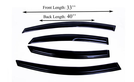 4-Piece Tape-On Window Deflectors for Hyundai Sonata 2011-2014 Sun, Rain, and Vent Visor Protection, 2mm-thick