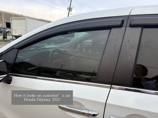 4-Piece Tape-On Window Deflectors for Honda Odyssey 2018-2025 Sun, Rain, and Vent Visor Protection, 2mm-thick