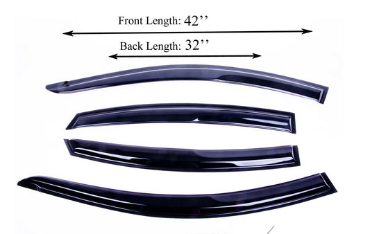 4-Piece Tape-On Window Deflectors for Hyundai Accent 2012-2017, Sun, Rain, and Vent Visor Protection, 2mm-thick