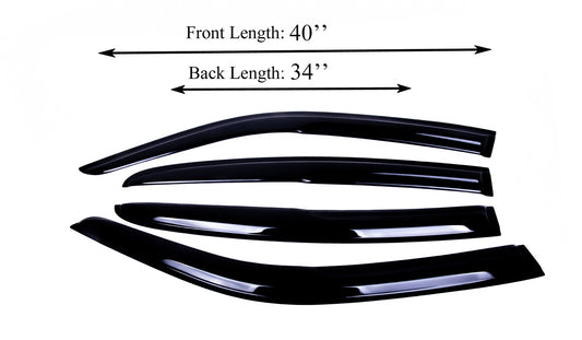 4-Piece Tape-On Window Deflectors for Dodge Charger 2011-2020 Sun, Rain, and Vent Visor Protection, 2mm-thick