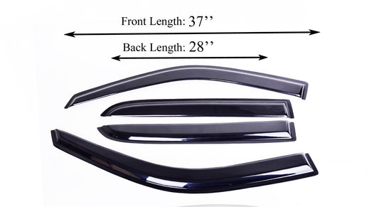 4-Piece Tape-On Window Deflectors for Ford F-150 SuperCrew 2009-2014 Sun, Rain, and Vent Visor Protection, 2mm-thick
