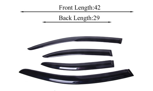 4-Piece Tape-On Window Deflectors for Mitsubishi Lancer EVO 2009-2017 Sun, Rain, and Vent Visor Protection, 2mm-thick