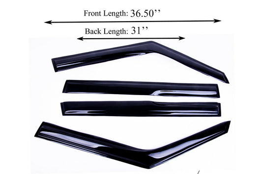4-Piece Tape-On Window Deflectors for KIA Soul 2009-2013 Sun, Rain, and Vent Visor Protection, 2mm-thick