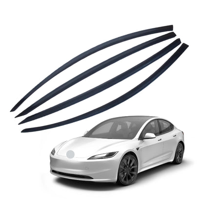4-Piece Tape-On Luxury Window Deflectors for Tesla 3 2019-2025 Carbon Fiber Smoke Window Visor Set - Sun, Rain, and Vent Visor Protection