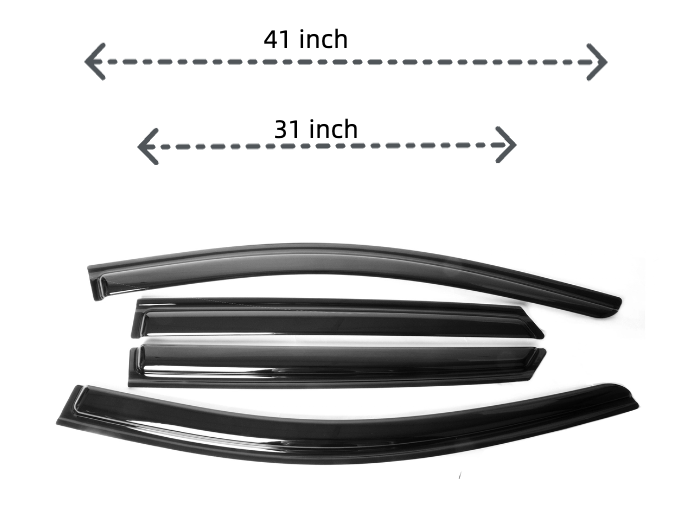 4-Piece Tape-On Window Deflectors for Ford Edge 2015-2025 Sun, Rain, and Vent Visor Protection, 2mm-thick