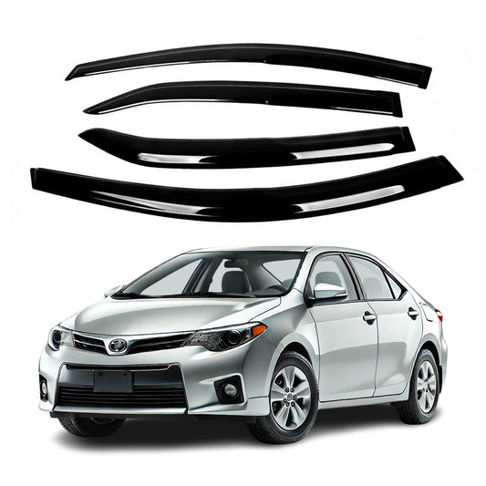 4-Piece Tape-On Window Deflectors for Toyota Corolla 2014-2019 Sun, Rain, and Vent Visor Protection, 2mm-thick