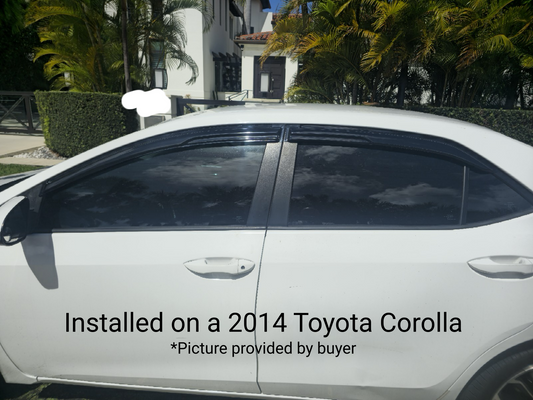 4-Piece Tape-On Window Deflectors for Toyota Corolla 2014-2019 Sun, Rain, and Vent Visor Protection, 2mm-thick