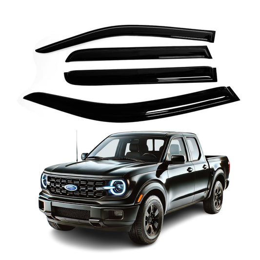 4-Piece Tape-On Window Deflectors for Ford Maverick 2022-2025 XL XLT Lariat Sun, Rain, and Vent Visor Protection, 2mm-thick