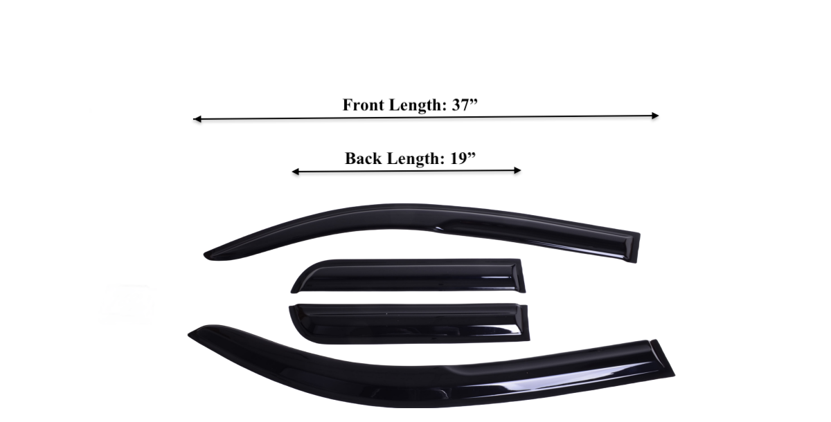 4-Piece Tape-On Window Deflectors for Toyota Tacoma Access Cab 2005-2015 Sun, Rain, and Vent Visor Protection, 2mm-thick