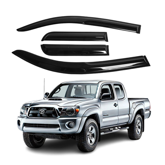 4-Piece Tape-On Window Deflectors for Toyota Tacoma Access Cab 2005-2015 Sun, Rain, and Vent Visor Protection, 2mm-thick