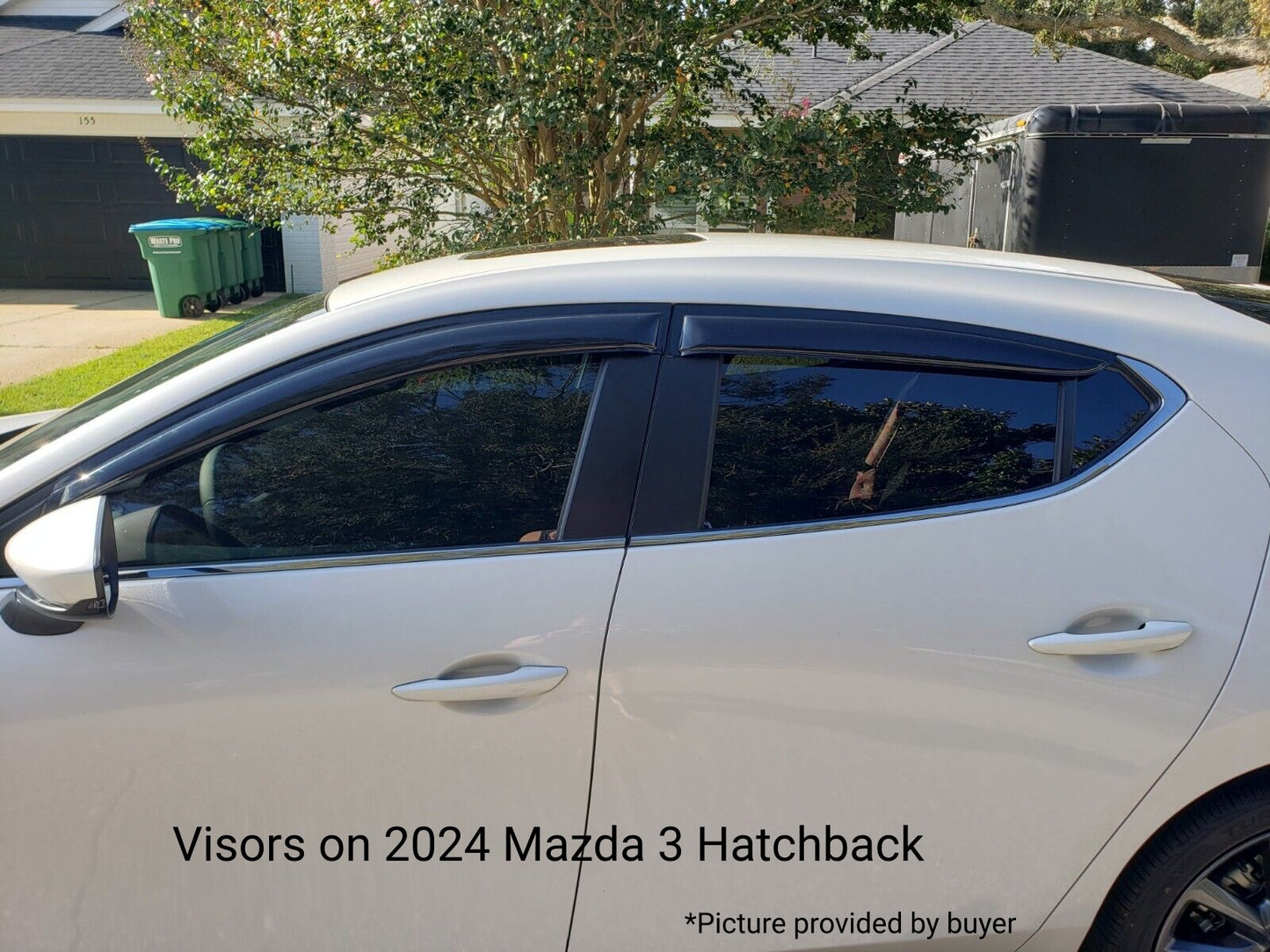 4-Piece Tape-On Window Deflectors for Mazda 3 Sedan Hatchback 2019-2024 Sun, Rain, and Vent Visor Protection, 2mm-thick