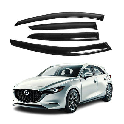 4-Piece Tape-On Window Deflectors for Mazda 3 Sedan Hatchback 2019-2024 Sun, Rain, and Vent Visor Protection, 2mm-thick