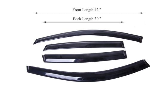 4-Piece Tape-On Window Deflectors for Honda CR-V 2007-2011 Sun, Rain, and Vent Visor Protection, 2mm-thick