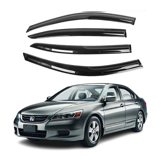 4-Piece Tape-On Window Deflectors for Honda Accord 2008-2012 Sun, Rain, and Vent Visor Protection, 2mm-thick