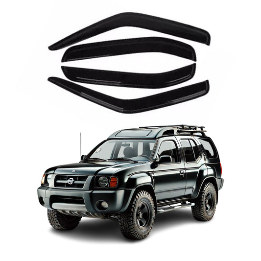 4-Piece Tape-On Window Deflectors for Nissan Xterra 2000-2004 Sun, Rain, and Vent Visor Protection, 2mm-thick
