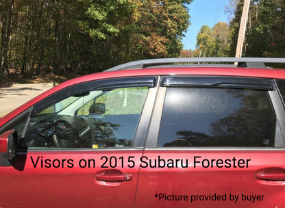 4-Piece Tape-On Window Deflectors for Subaru Forester 2014-2018 Sun, Rain, and Vent Visor Protection, 2mm-thick