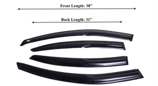 4-Piece Tape-On Window Deflectors for Mazda 3 Sedan 2010-2013 Sun, Rain, and Vent Visor Protection, 2mm-thick