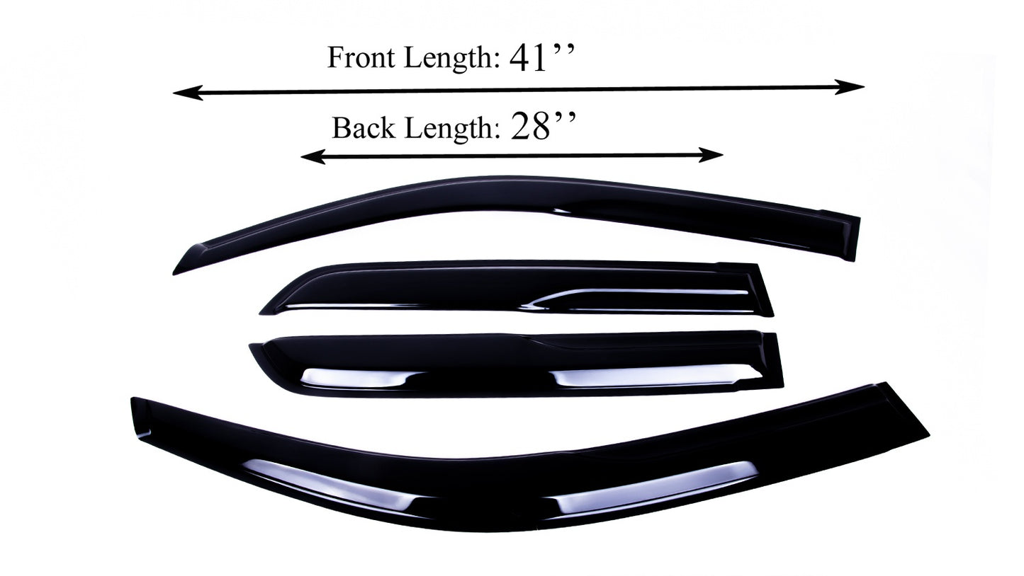 4-Piece Tape-On Window Deflectors for Toyota 4Runner 2003-2009 Sun, Rain, and Vent Visor Protection, 2mm-thick