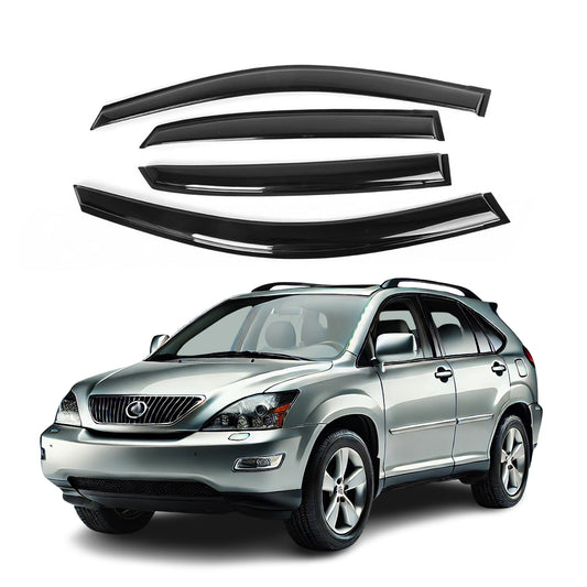 4-Piece Tape-On Window Deflectors for Lexus RX330 RX350 RX400h 2004-2009 Sun, Rain, and Vent Visor Protection, 2mm-thick