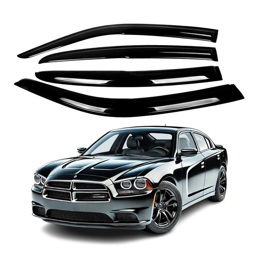 4-Piece Tape-On Window Deflectors for Dodge Charger 2011-2020 Sun, Rain, and Vent Visor Protection, 2mm-thick