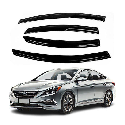4-Piece Tape-On Window Deflectors for Hyundai Sonata 2011-2014 Sun, Rain, and Vent Visor Protection, 2mm-thick