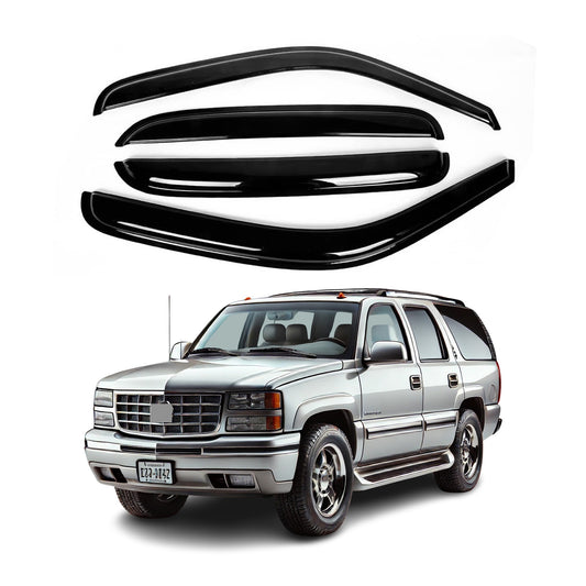 4-Piece Tape-On Window Deflectors for Cadillac Escalade 2002-2006 Sun, Rain, and Vent Visor Protection, 2mm-thick