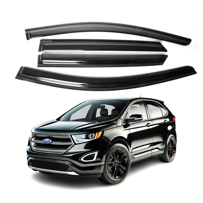 4-Piece Tape-On Window Deflectors for Ford Edge 2015-2025 Sun, Rain, and Vent Visor Protection, 2mm-thick