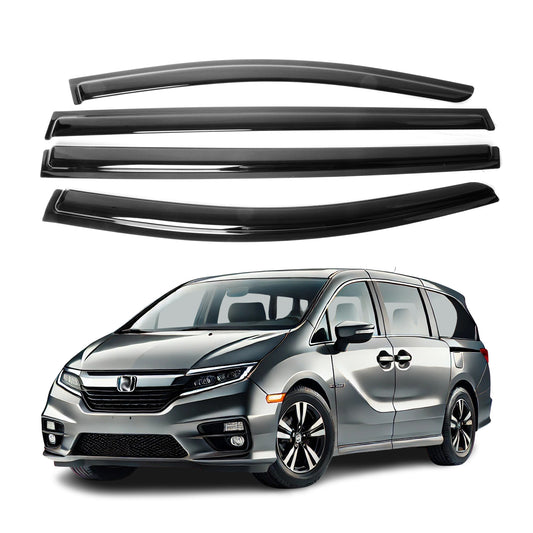 4-Piece Tape-On Window Deflectors for Honda Odyssey 2018-2025 Sun, Rain, and Vent Visor Protection, 2mm-thick