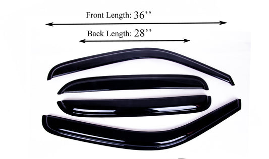 4-Piece Tape-On Window Deflectors for Cadillac Escalade 2002-2006 Sun, Rain, and Vent Visor Protection, 2mm-thick