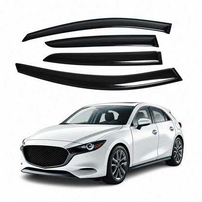 Window Deflectors for Mazda 3 Sedan Hatchback 2019-2024 Sun, Rain, and Vent Visor Protection, 4-Piece Tape-On