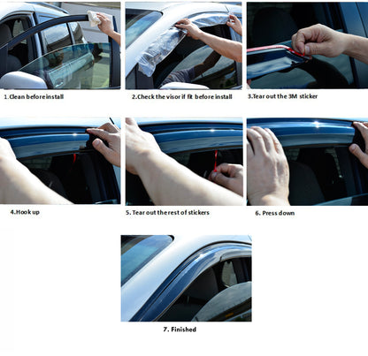4-Piece Tape-On Window Deflectors for Ford F-150 SuperCrew 2009-2014 Sun, Rain, and Vent Visor Protection, 2mm-thick
