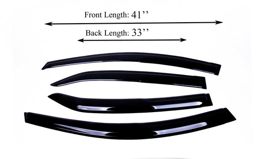 4-Piece Tape-On Window Deflectors for Toyota Corolla 2014-2019 Sun, Rain, and Vent Visor Protection, 2mm-thick