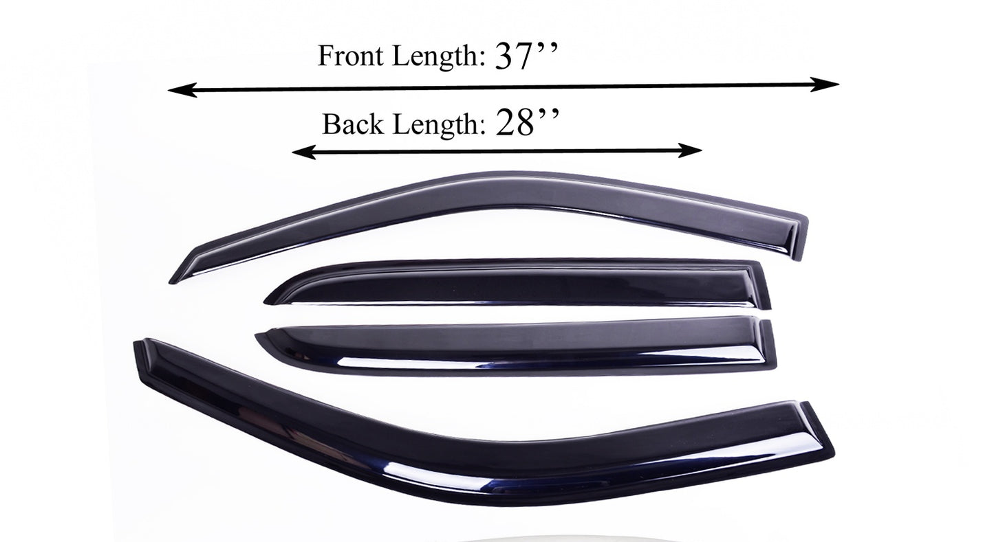 4-Piece Tape-On Window Deflectors for Ford F-150 SuperCrew 2009-2014 Sun, Rain, and Vent Visor Protection, 2mm-thick