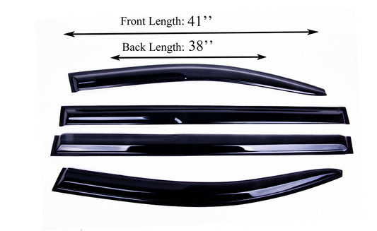 4-Piece Tape-On Window Deflectors for Toyota Sienna 2011-2019 Sun, Rain, and Vent Visor Protection, 2mm-thick