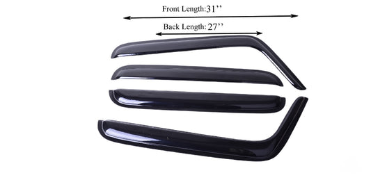 4-Piece Tape-On Window Deflectors for Jeep Wrangler Unlimited JK 2007-2018 Sun, Rain, and Vent Visor Protection, 2mm-thick